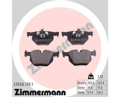 Brake Pad Set, disc brake 23550.170.1 Zimmermann, Image 2