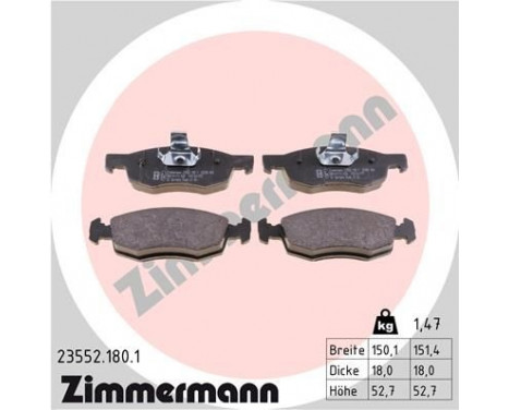 Brake Pad Set, disc brake 23552.180.1 Zimmermann