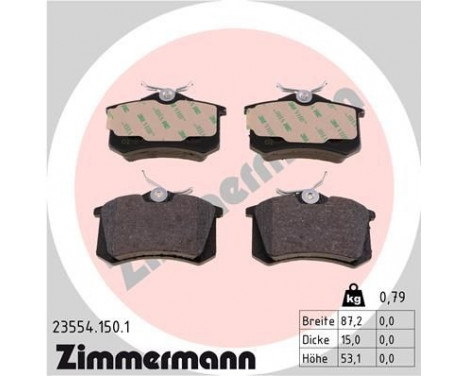 Brake Pad Set, disc brake 23554.150.1 Zimmermann