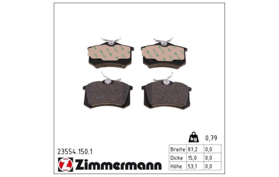 Brake Pad Set, disc brake 23554.150.1 Zimmermann, Image 2