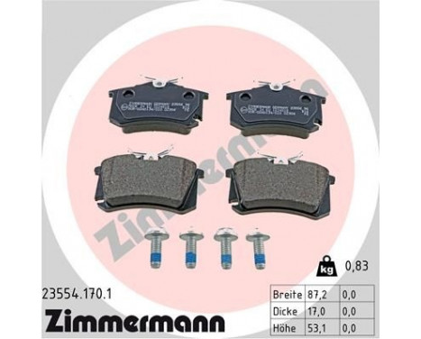 Brake Pad Set, disc brake 23554.170.1 Zimmermann, Image 2