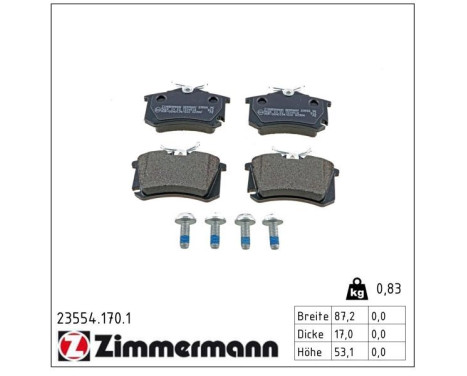 Brake Pad Set, disc brake 23554.170.1 Zimmermann, Image 2