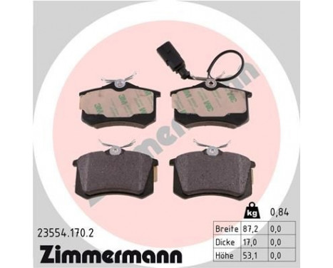 Brake Pad Set, disc brake 23554.170.2 Zimmermann