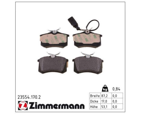 Brake Pad Set, disc brake 23554.170.2 Zimmermann, Image 2