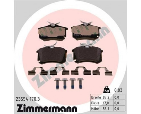 Brake Pad Set, disc brake 23554.170.3 Zimmermann