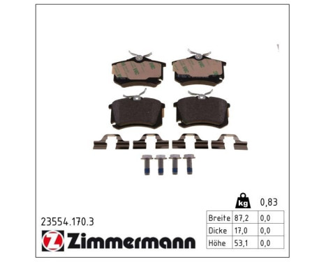 Brake Pad Set, disc brake 23554.170.3 Zimmermann, Image 2