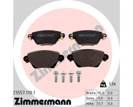 Brake Pad Set, disc brake 23557.170.1 Zimmermann, Image 2