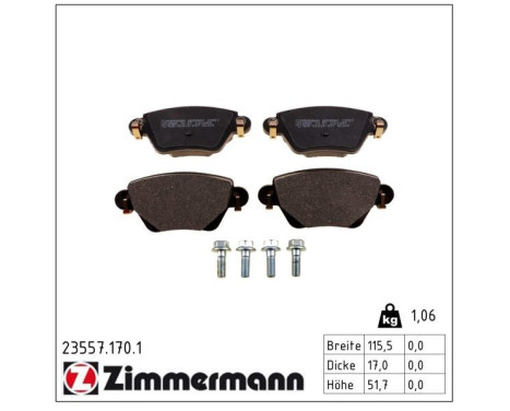 Brake Pad Set, disc brake 23557.170.1 Zimmermann, Image 2