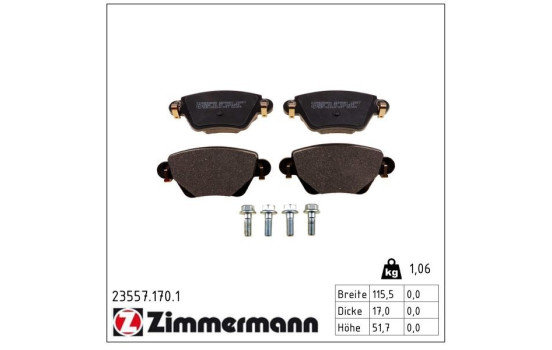 Brake Pad Set, disc brake 23557.170.1 Zimmermann, Image 2