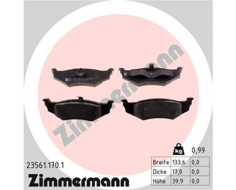 Brake Pad Set, disc brake 23561.170.1 Zimmermann