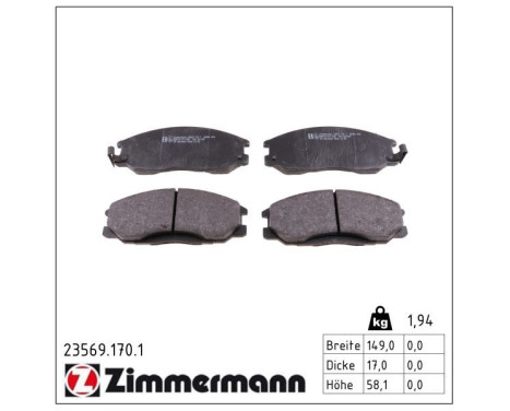 Brake Pad Set, disc brake 23569.170.1 Zimmermann, Image 2
