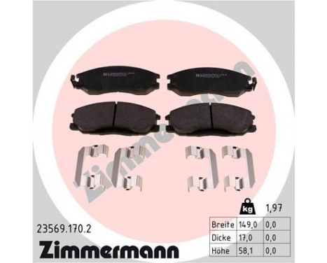 Brake Pad Set, disc brake 23569.170.2 Zimmermann