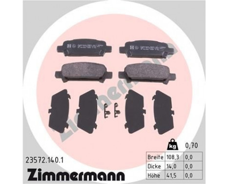 Brake Pad Set, disc brake 23572.140.1 Zimmermann