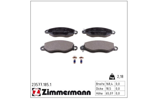 Brake Pad Set, disc brake 23577.185.1 Zimmermann, Image 2