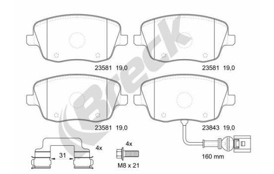 Brake pad set, disc brake 23581 00 702 10 Breck