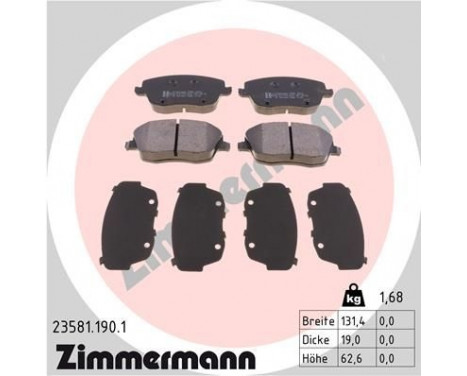 Brake Pad Set, disc brake 23581.190.1 Zimmermann