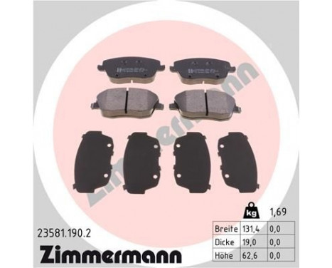 Brake Pad Set, disc brake 23581.190.2 Zimmermann