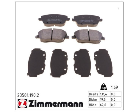 Brake Pad Set, disc brake 23581.190.2 Zimmermann, Image 2