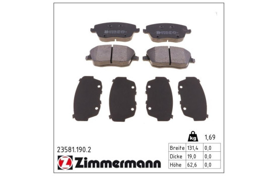 Brake Pad Set, disc brake 23581.190.2 Zimmermann, Image 2