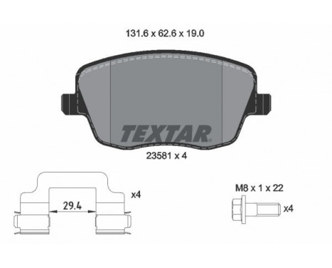 Brake Pad Set, disc brake 2358101 Textar, Image 2