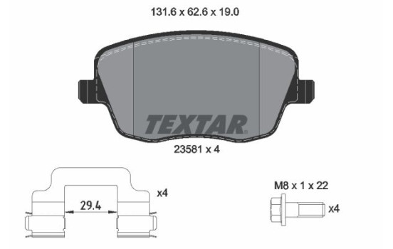 Brake Pad Set, disc brake 2358101 Textar, Image 2