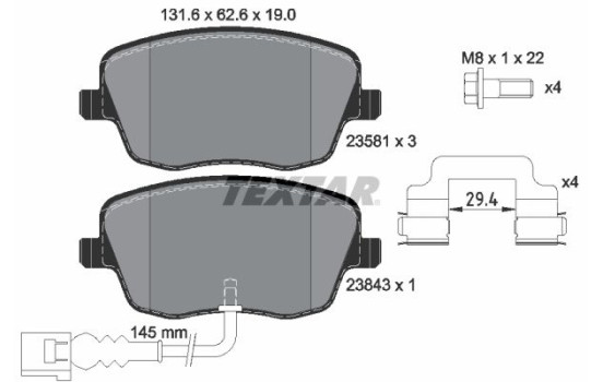 Brake Pad Set, disc brake 2358102 Textar, Image 2