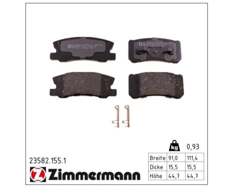Brake Pad Set, disc brake 23582.155.1 Zimmermann, Image 2