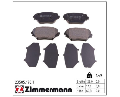 Brake Pad Set, disc brake 23585.170.1 Zimmermann, Image 2