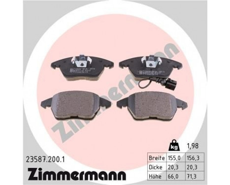 Brake Pad Set, disc brake 23587.200.1 Zimmermann, Image 2