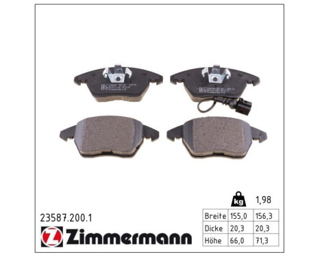 Brake Pad Set, disc brake 23587.200.1 Zimmermann, Image 3