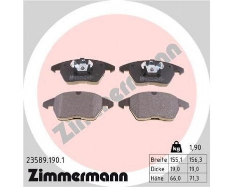 Brake Pad Set, disc brake 23589.190.1 Zimmermann