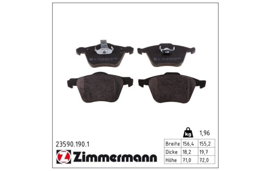 Brake Pad Set, disc brake 23590.190.1 Zimmermann, Image 2