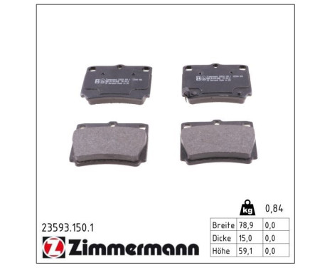 Brake Pad Set, disc brake 23593.150.1 Zimmermann, Image 2