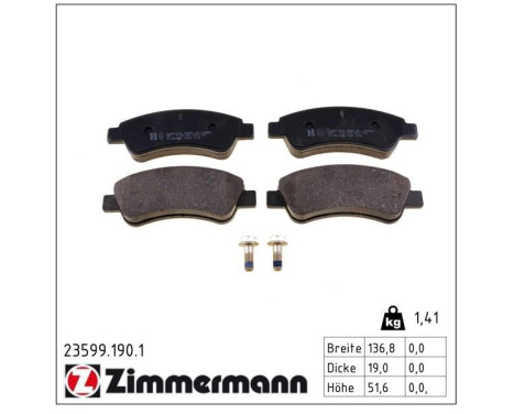 Brake Pad Set, disc brake 23599.190.1 Zimmermann, Image 2