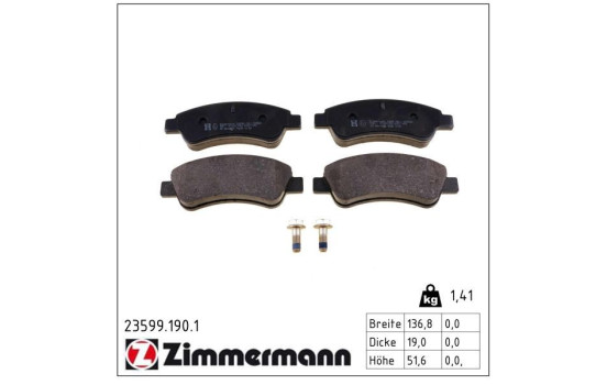 Brake Pad Set, disc brake 23599.190.1 Zimmermann, Image 2