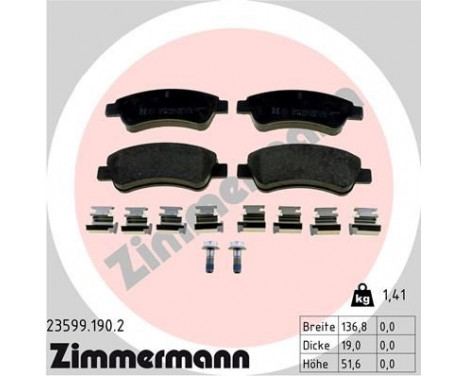 Brake Pad Set, disc brake 23599.190.2 Zimmermann, Image 2