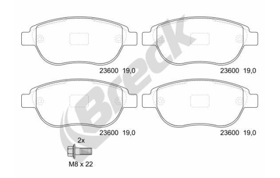 Brake pad set, disc brake 23600 00 701 00 Breck
