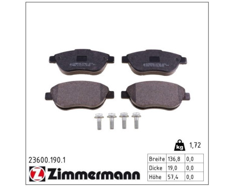 Brake Pad Set, disc brake 23600.190.1 Zimmermann, Image 2