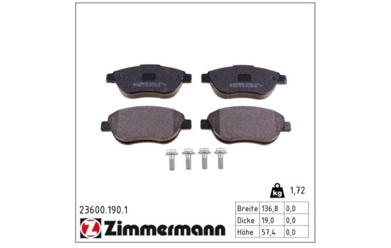 Brake Pad Set, disc brake 23600.190.1 Zimmermann, Image 2
