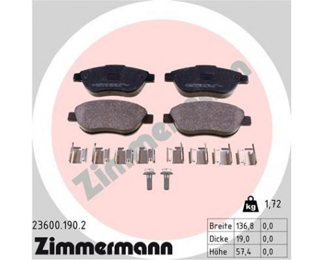 Brake Pad Set, disc brake 23600.190.2 Zimmermann, Image 2