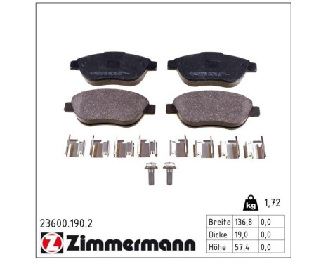 Brake Pad Set, disc brake 23600.190.2 Zimmermann, Image 2