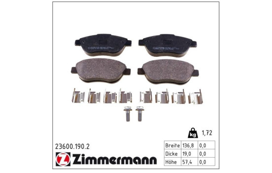 Brake Pad Set, disc brake 23600.190.2 Zimmermann, Image 2
