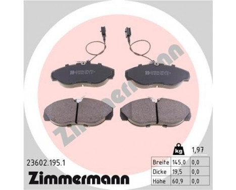 Brake Pad Set, disc brake 23602.195.1 Zimmermann