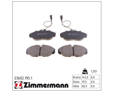 Brake Pad Set, disc brake 23602.195.1 Zimmermann, Image 2