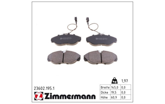 Brake Pad Set, disc brake 23602.195.1 Zimmermann, Image 2
