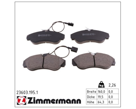 Brake Pad Set, disc brake 23603.195.1 Zimmermann, Image 2