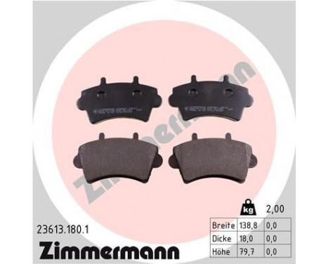 Brake Pad Set, disc brake 23613.180.1 Zimmermann