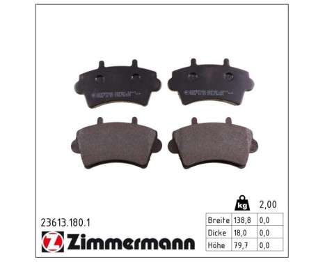 Brake Pad Set, disc brake 23613.180.1 Zimmermann, Image 2