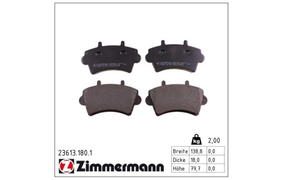 Brake Pad Set, disc brake 23613.180.1 Zimmermann, Image 2