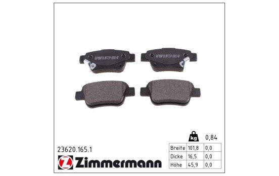 Brake Pad Set, disc brake 23620.165.1 Zimmermann, Image 2